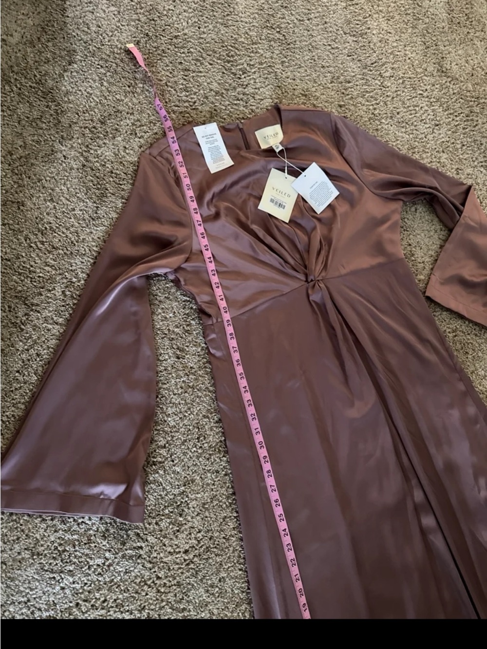 NWT Veiled Duha Satin Twist Front Maxi Dress in Dusty Mauve Size XL - Picture 12 of 12
